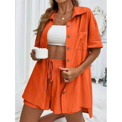 LCSKERA Black Short Sleeve Shirt & Shorts Set - Casual Summer Outfit - Buy Center
