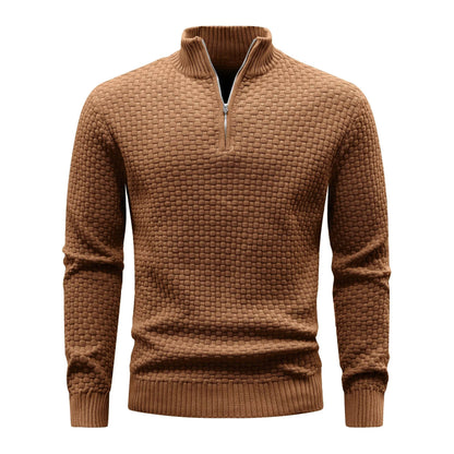 Slavinson Men's Sweater Winter Warm Zip Up Pullover Waffle Knit Mock Neck Turtleneck Soft Long Sleeve Top US Size - Buy Center