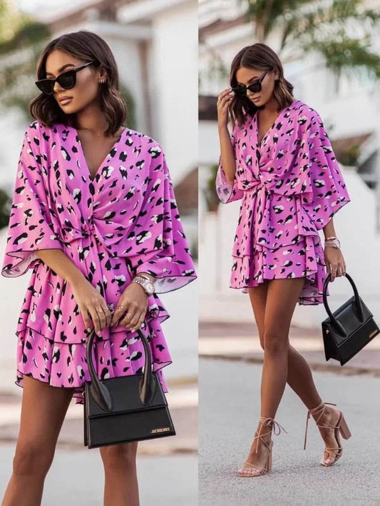 Elegant Summer Mini Dress - Women's Bohemian Beach Vacation Style - Buy Center