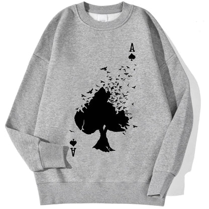 Drifting Spades A Black Pattern Male Sweatshirts Comfortable Creative Pullovers Hip Hop Tops Fleece Casual Streetwear For Mans - Buy Center