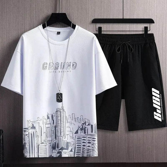 Men's Casual Sports Suit - City Print Quick Drying Set for Summer - Buy Center
