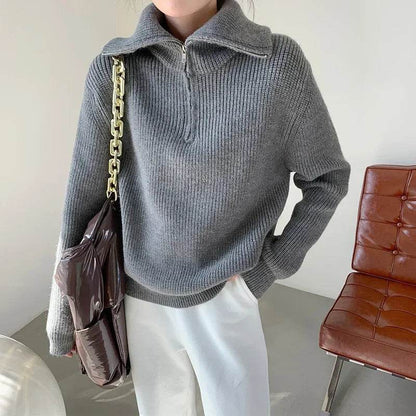 Solid Grey Women’s Turtleneck Sweater - Casual Thick Pullover - Buy Center