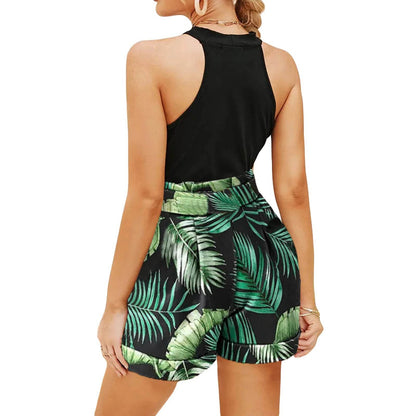 Combhasaki Women's Vintage Floral 2-Piece Set - Sleeveless Vest & Shorts - Buy Center