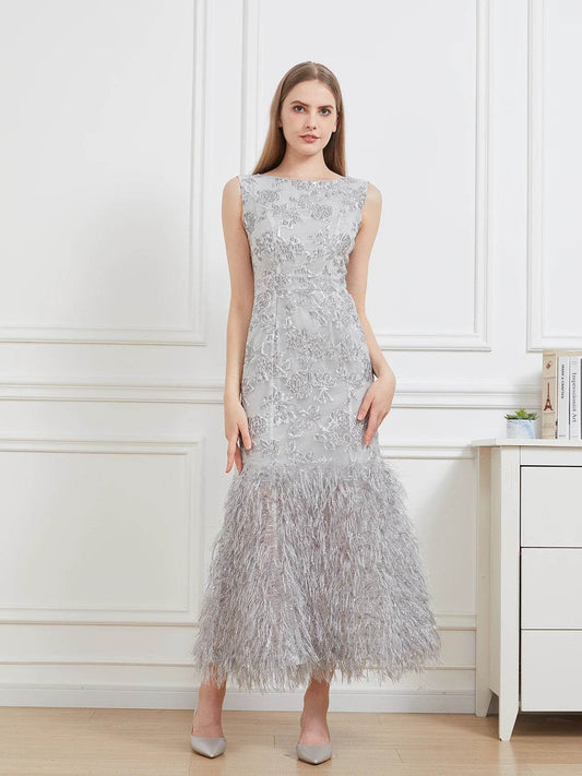 DEVCHATA Floral Organza Fishtail Maxi Dress - Sleeveless Evening Gown - Buy Center