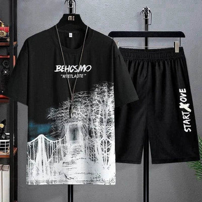 Men's Casual Summer Suit - Plus Size Round Neck Half Sleeve Top - Buy Center