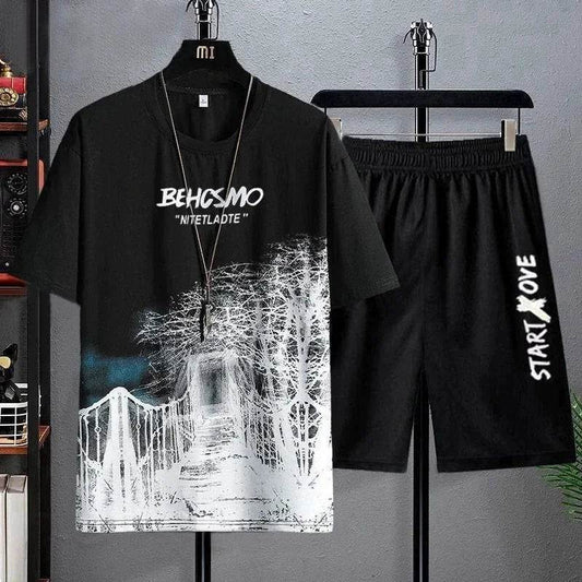 Men's Casual Summer Suit - Plus Size Round Neck Half Sleeve Top - Buy Center