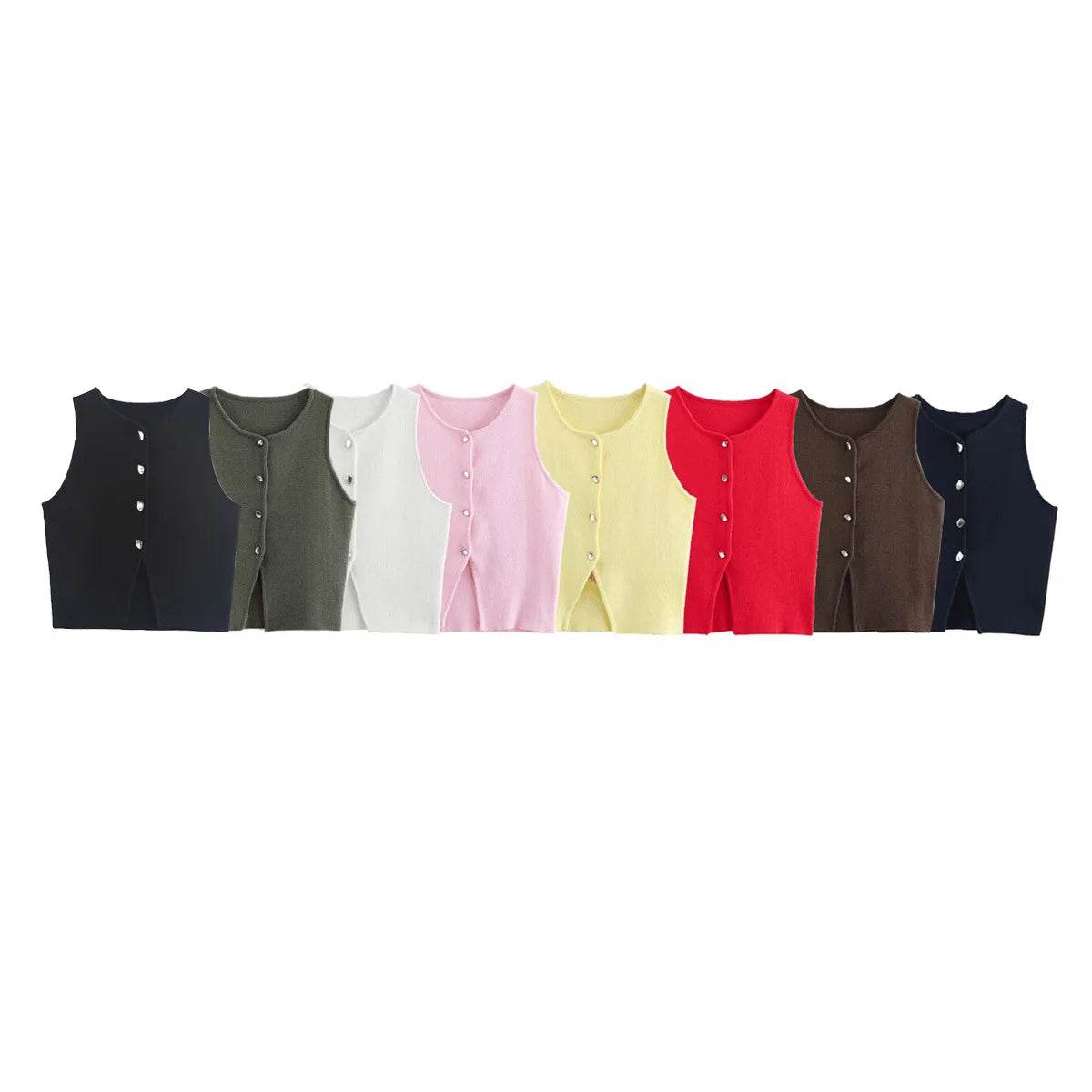 MsChuh Women’s Knitted Vest - Slim Cropped O-Neck for Summer 2024 - Buy Center