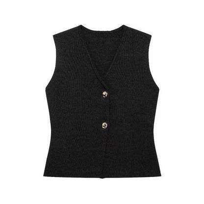 TRAF Women's Knit Vest - Sleeveless Cardigan for Autumn/Winter Style - Buy Center