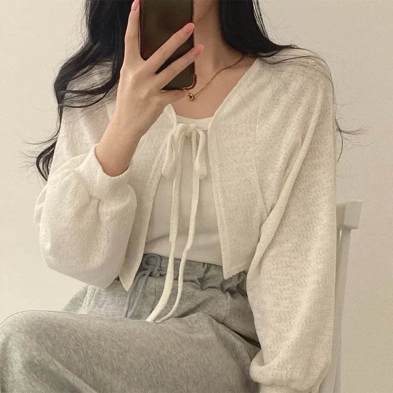 Y2K Korean Style Casual Knitted Cardigan - Thin Sunscreen Knitwear - Buy Center