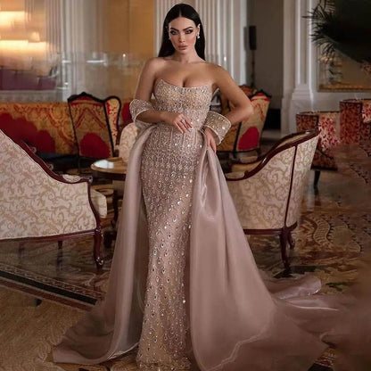 Sharon Said Luxury Mermaid Evening Dress - Strapless Beaded Gown - Buy Center