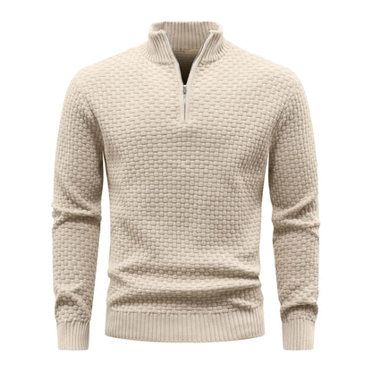 Slavinson Men's Sweater Winter Warm Zip Up Pullover Waffle Knit Mock Neck Turtleneck Soft Long Sleeve Top US Size - Buy Center