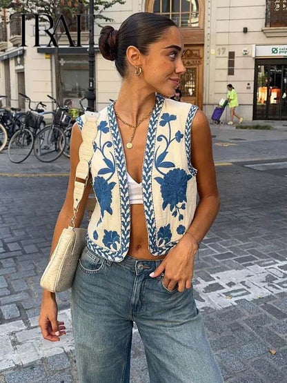Klkxmyt Women's Floral Embroidery Vest - Vintage Casual Wear - Buy Center