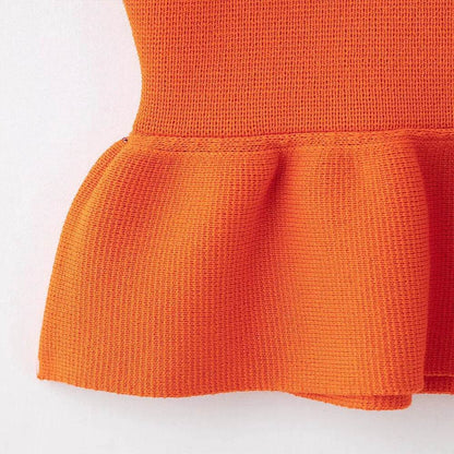 INS Fashion Orange Round Neck Sleeveless Knit Sweater for Women - Buy Center