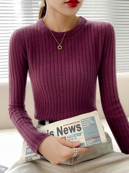 Women's Ribbed Knitted Sweater - Soft Long Sleeve Pullover - Buy Center