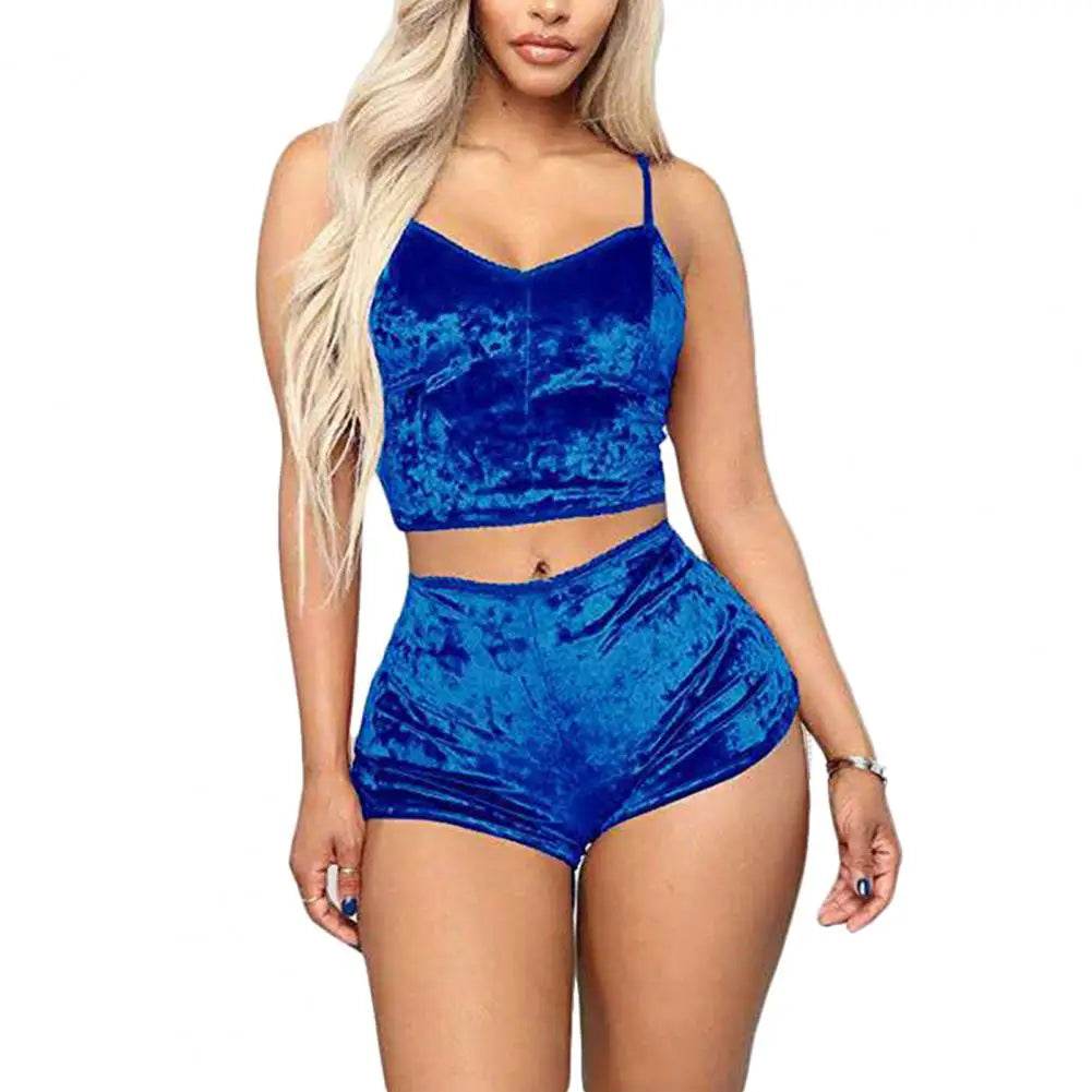 Velvet Women’s Spaghetti Strap Pajama Set - Summer Sleepwear - Buy Center