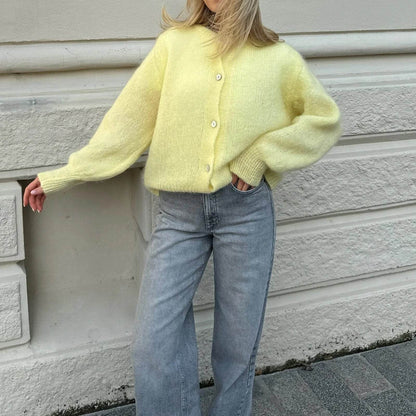 Goocheer Women's Casual Knitted Cardigan - Slim Fit O-neck Sweater - Buy Center