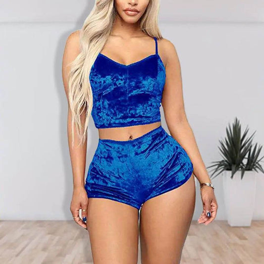 Velvet Women’s Spaghetti Strap Pajama Set - Summer Sleepwear - Buy Center