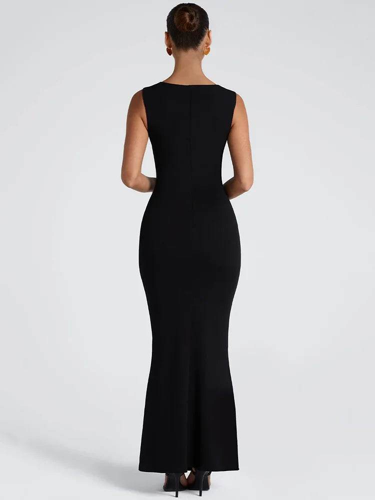 Mozision Sexy Sleeveless Maxi Dress - Square Collar, High Waist Style - Buy Center