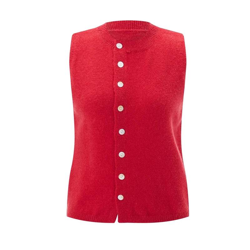Maemukilabe Women's Elegant Crop Sweater Vest - Buttoned Cardigan - Buy Center