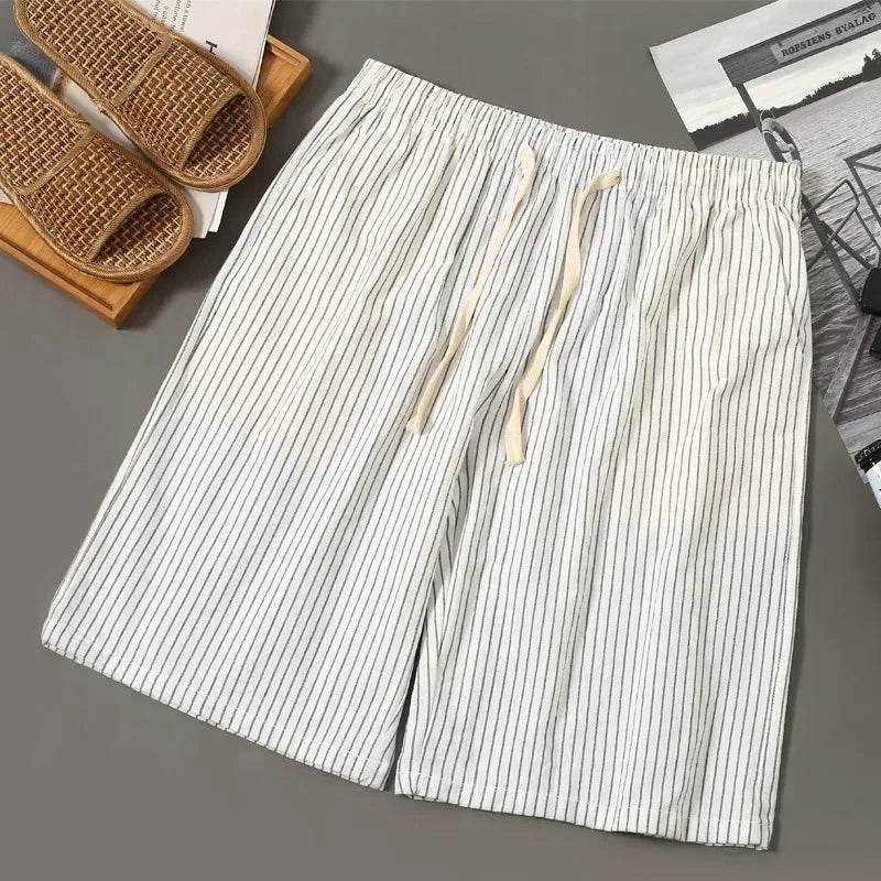 OSMIUM Men's Plus Size Summer Striped Board Shorts - Cotton & Linen - Buy Center