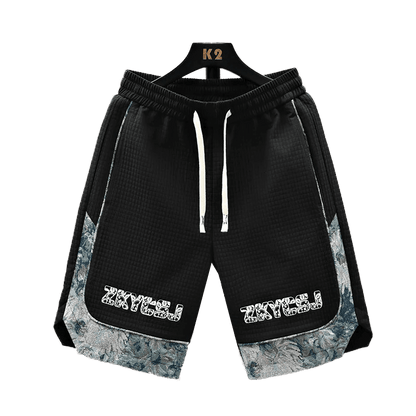 Casual Summer Running Shorts for Men - Wave Pattern Patchwork Design - Buy Center