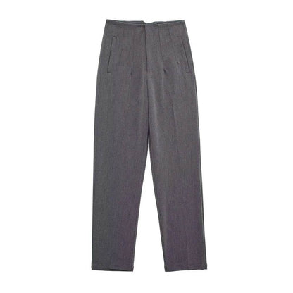 TRZA High Waist Solid Pants - Casual Ankle Trousers with Pockets - Buy Center