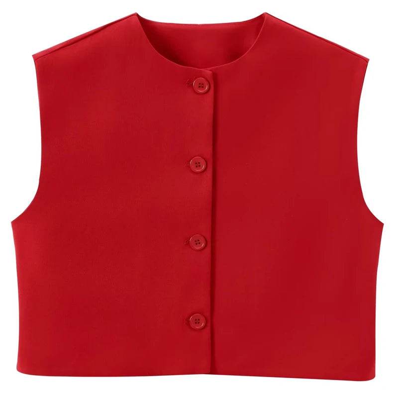 TRAFCN Women's Black O-Neck Sleeveless Vest - Casual Office Style - Buy Center