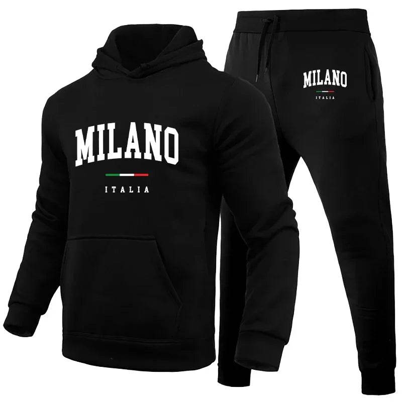 Milano Print Men's Luxury Hoodie Set - Casual Jogging Tracksuit - Buy Center