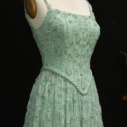 Elegant Sage Green Evening Dress - Sharon Said Spaghetti Straps - Buy Center