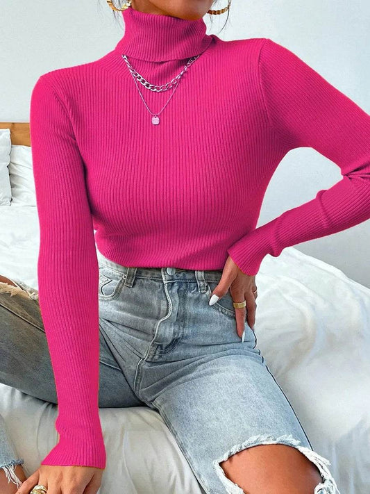 Casual Turtleneck Pullovers for Women - Cozy Knit Sweater Tops - Buy Center
