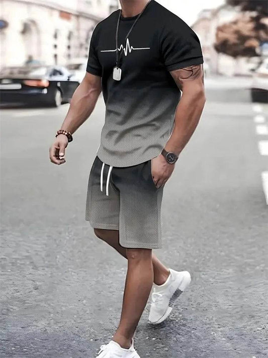 YEAE Men's Summer 2-Piece Suit - Casual 3D Print T-Shirt & Shorts - Buy Center