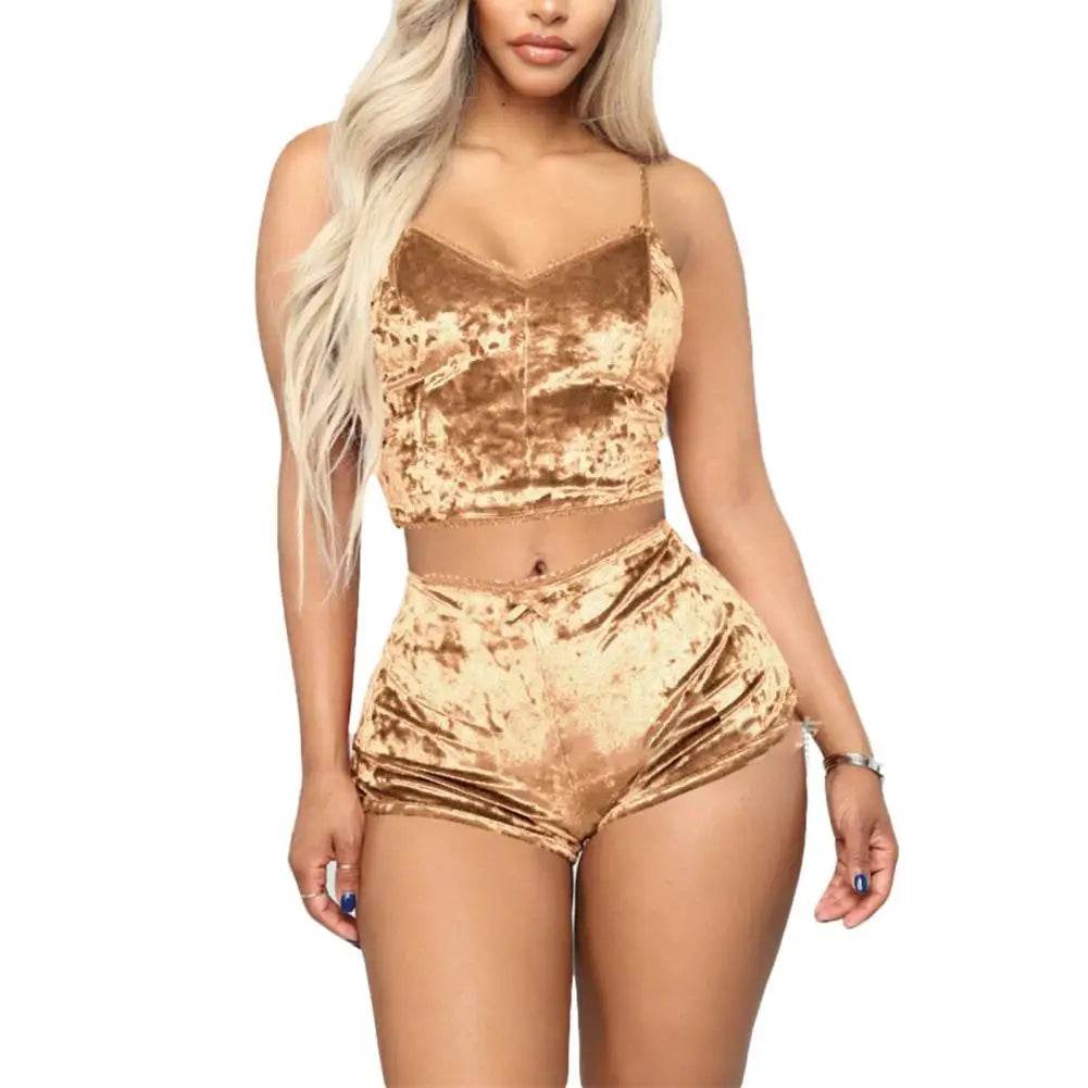 Velvet Women’s Spaghetti Strap Pajama Set - Summer Sleepwear - Buy Center