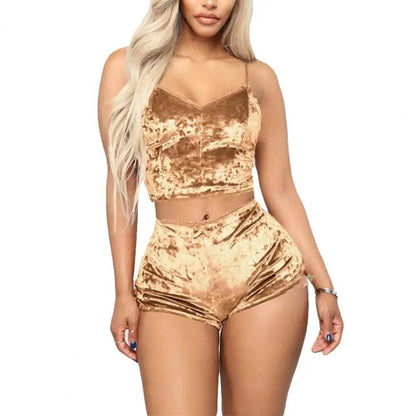 Velvet Women’s Spaghetti Strap Pajama Set - Summer Sleepwear - Buy Center