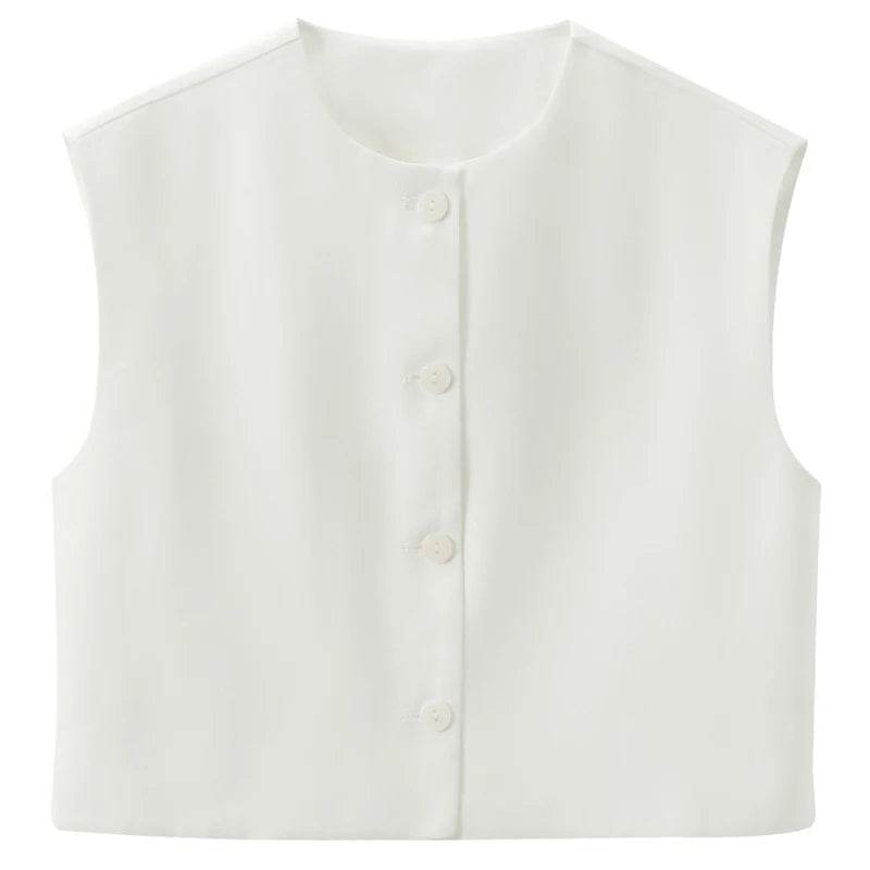 TRAFCN Women's Black O-Neck Sleeveless Vest - Casual Office Style - Buy Center