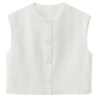 TRAFCN Women's Black O-Neck Sleeveless Vest - Casual Office Style - Buy Center