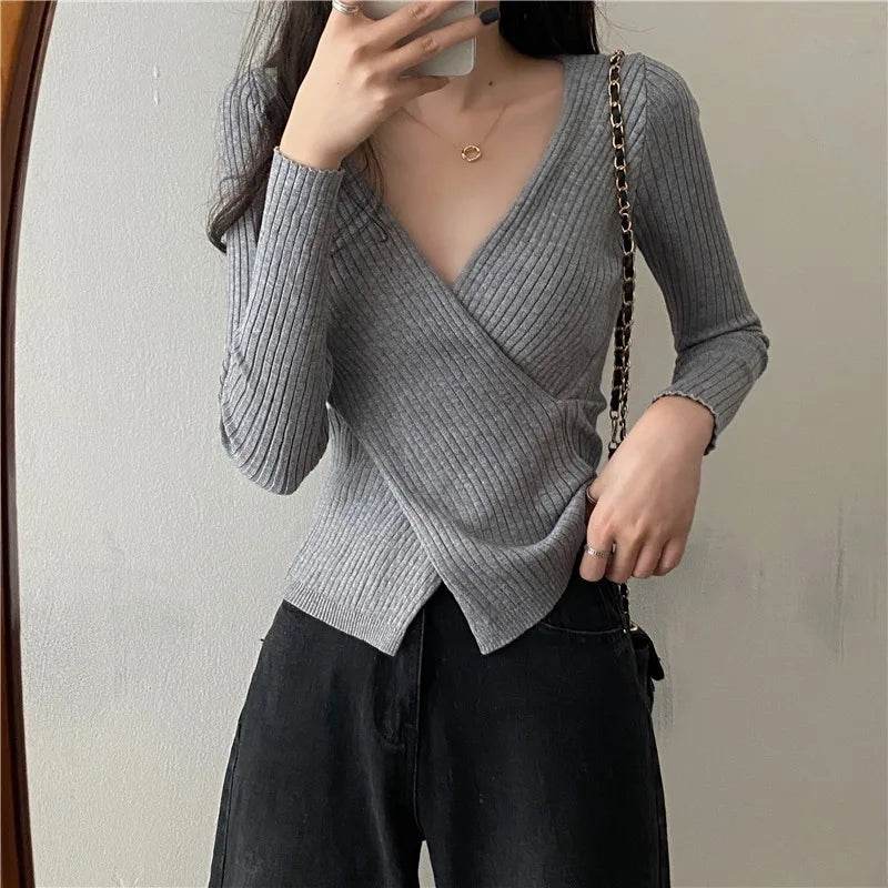 XIBUSANA Women’s V-Neck Knitwear - Casual Long Sleeve Pullover - Buy Center