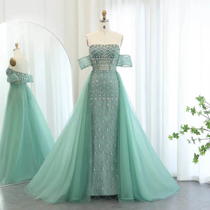 Sharon Said Luxury Mermaid Evening Dress - Strapless Beaded Gown - Buy Center