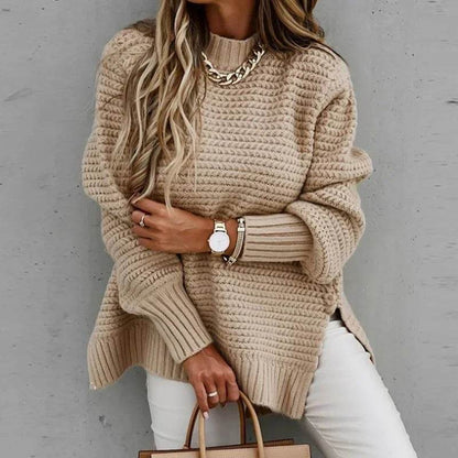 Women's Thick Turtleneck Pullover - Side Split, Cold Resistance Sweater - Buy Center