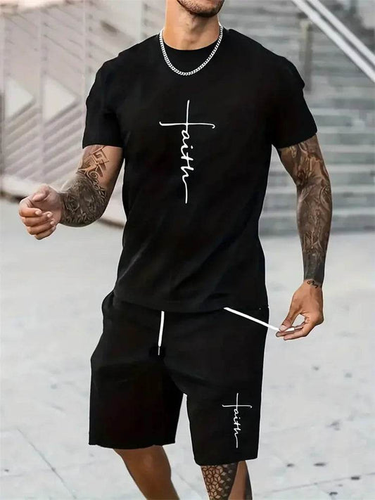 Men's Casual T-Shirt and Shorts Set - Short Sleeve Beach Style - Buy Center