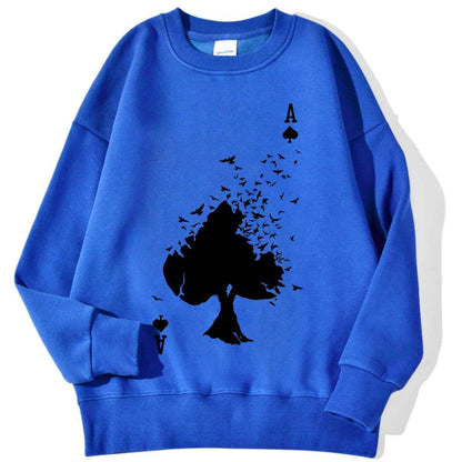 Drifting Spades A Black Pattern Male Sweatshirts Comfortable Creative Pullovers Hip Hop Tops Fleece Casual Streetwear For Mans - Buy Center
