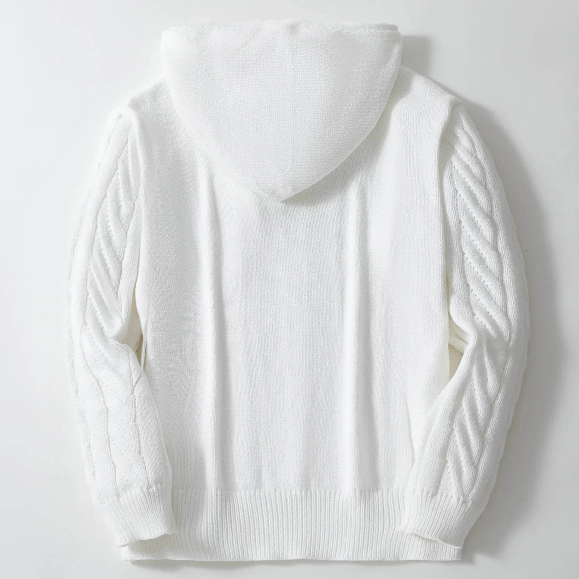 Men Sweatshirts Pullovers Sweaters Solid Casual Loose Splice Hooded Knitted Drawstring Regular Thick Warm Tops Autumn Winter - Buy Center