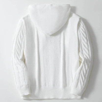 Men Sweatshirts Pullovers Sweaters Solid Casual Loose Splice Hooded Knitted Drawstring Regular Thick Warm Tops Autumn Winter - Buy Center