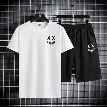 Men's Summer Sports Set - Round Neck T-Shirt & Shorts, Slim Fit - Buy Center