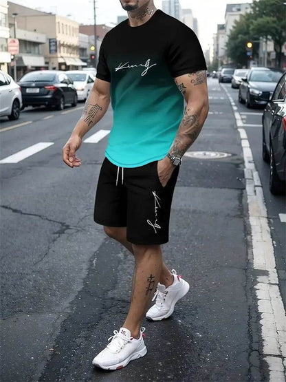 YEAE Men's Summer 2-Piece Suit - Casual 3D Print T-Shirt & Shorts - Buy Center