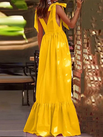 Elegant Women’s V-Neck Backless Summer Dress - Party & Club Wear - Buy Center