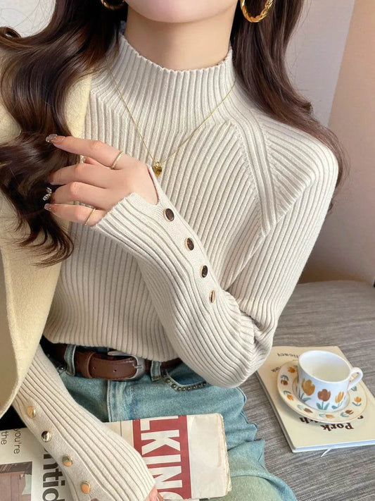 AOSSVIAO Women's Turtleneck Sweater - Slim Fit, Long Sleeve Knit Top - Buy Center