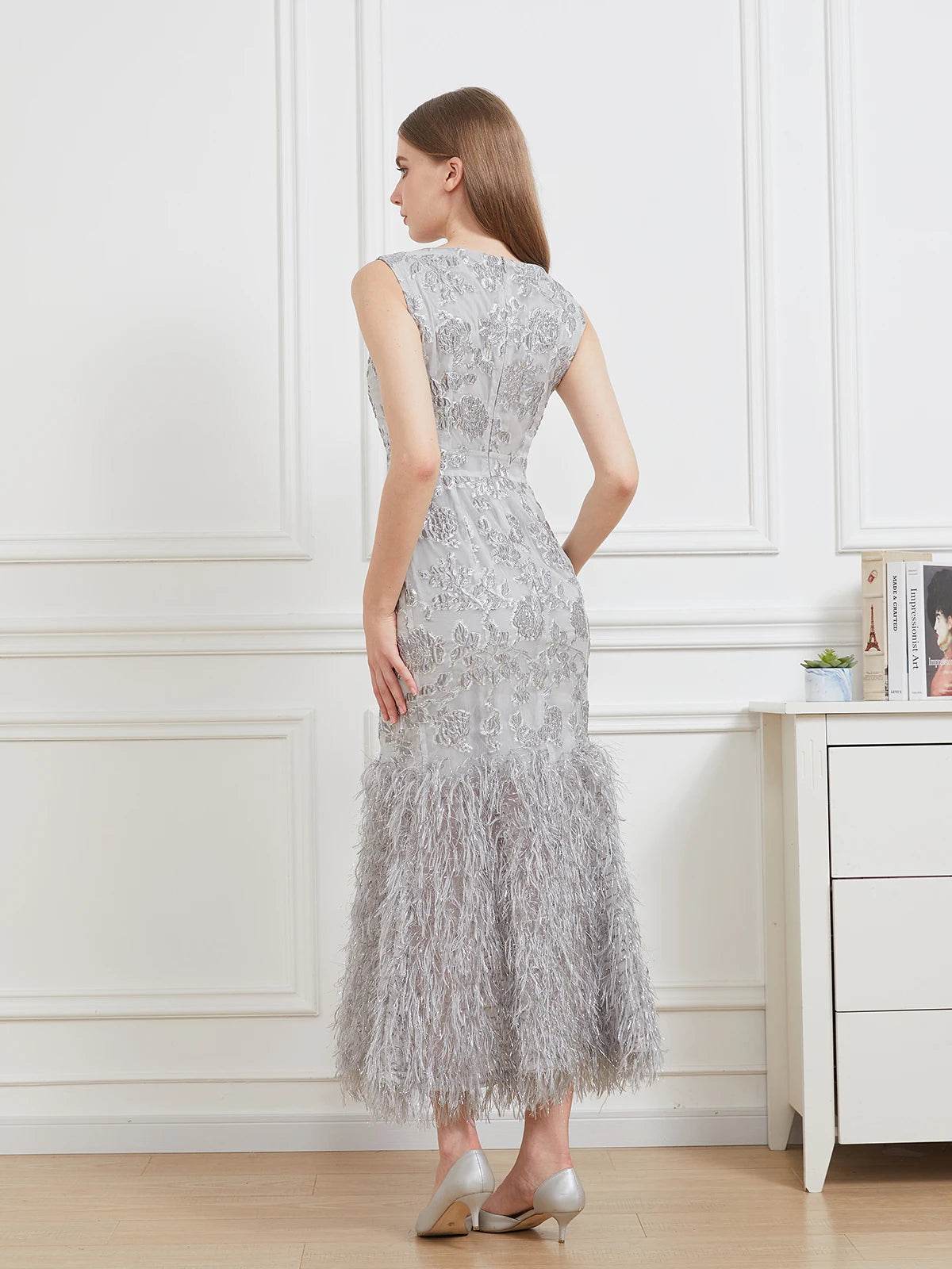 DEVCHATA Floral Organza Fishtail Maxi Dress - Sleeveless Evening Gown - Buy Center