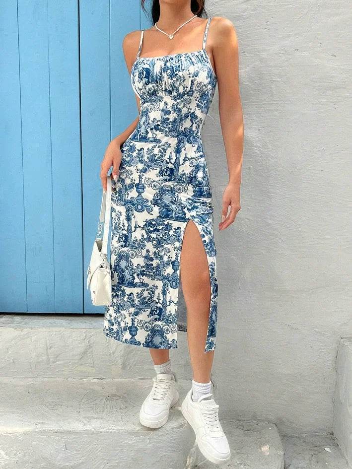 Elegant Strapless Maxi Dress - Daisy Leopard Print for Spring - Buy Center