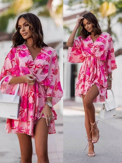 Elegant Summer Mini Dress - Women's Bohemian Beach Vacation Style - Buy Center