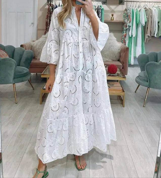 LUZHEN Women's Spring Summer Shirt Dress - V-Neck, Flared Sleeves - Buy Center